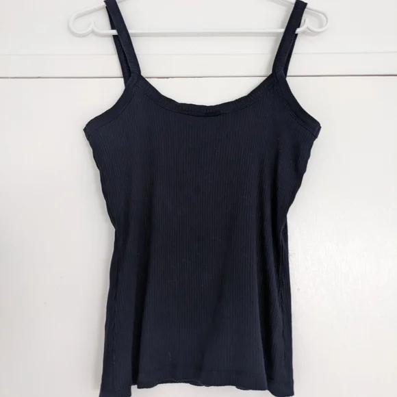 Navy Blue Ribbed Button-Up Women's Top - Picture 2 of 5